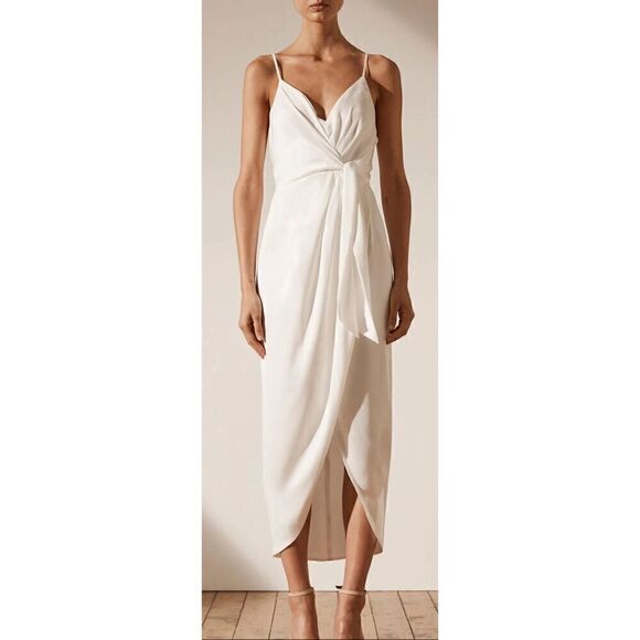 Shona Joy Luxe Tie Front Cocktail Dress in Ivory NWT Size 12 - Picture 1 of 10